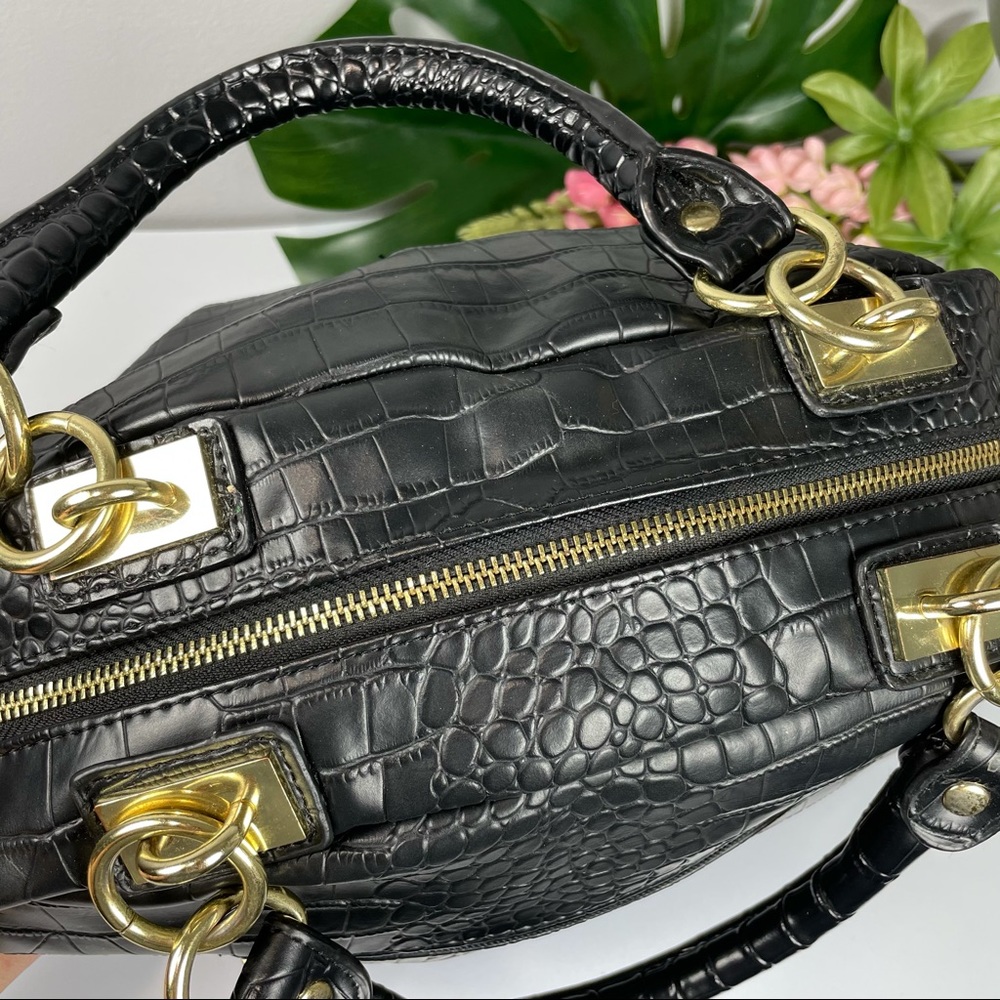 (((SOLD)))Olivia + Joy black faux aligator leather satchel - Picture 11 of 16